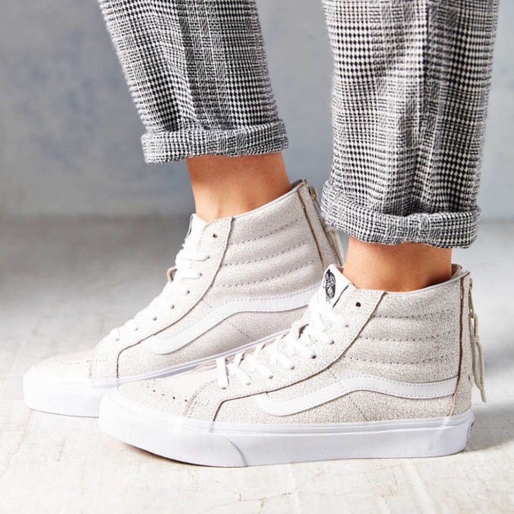 Vans Crackle White High Tops SK8-Hi Slim Zip